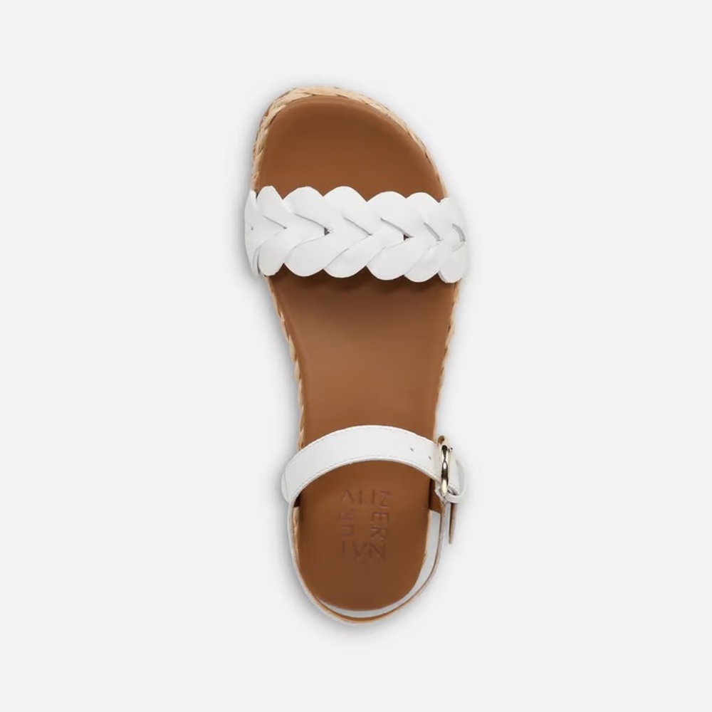 Naturalizer Neila White Leather Braided Espadrille Sandal Buckle Size 8 Wide - Picture 3 of 16